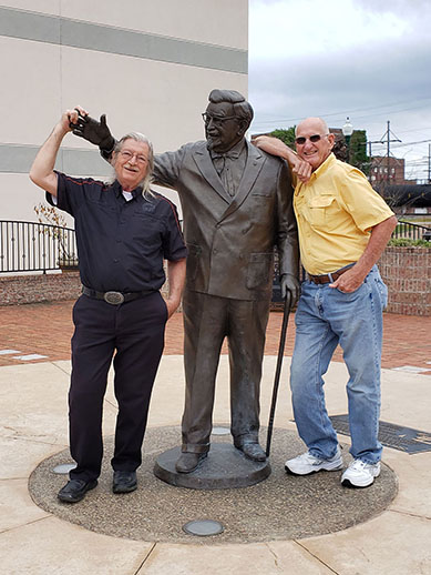 LeRoy and Carl with Colonel Sanders Statue